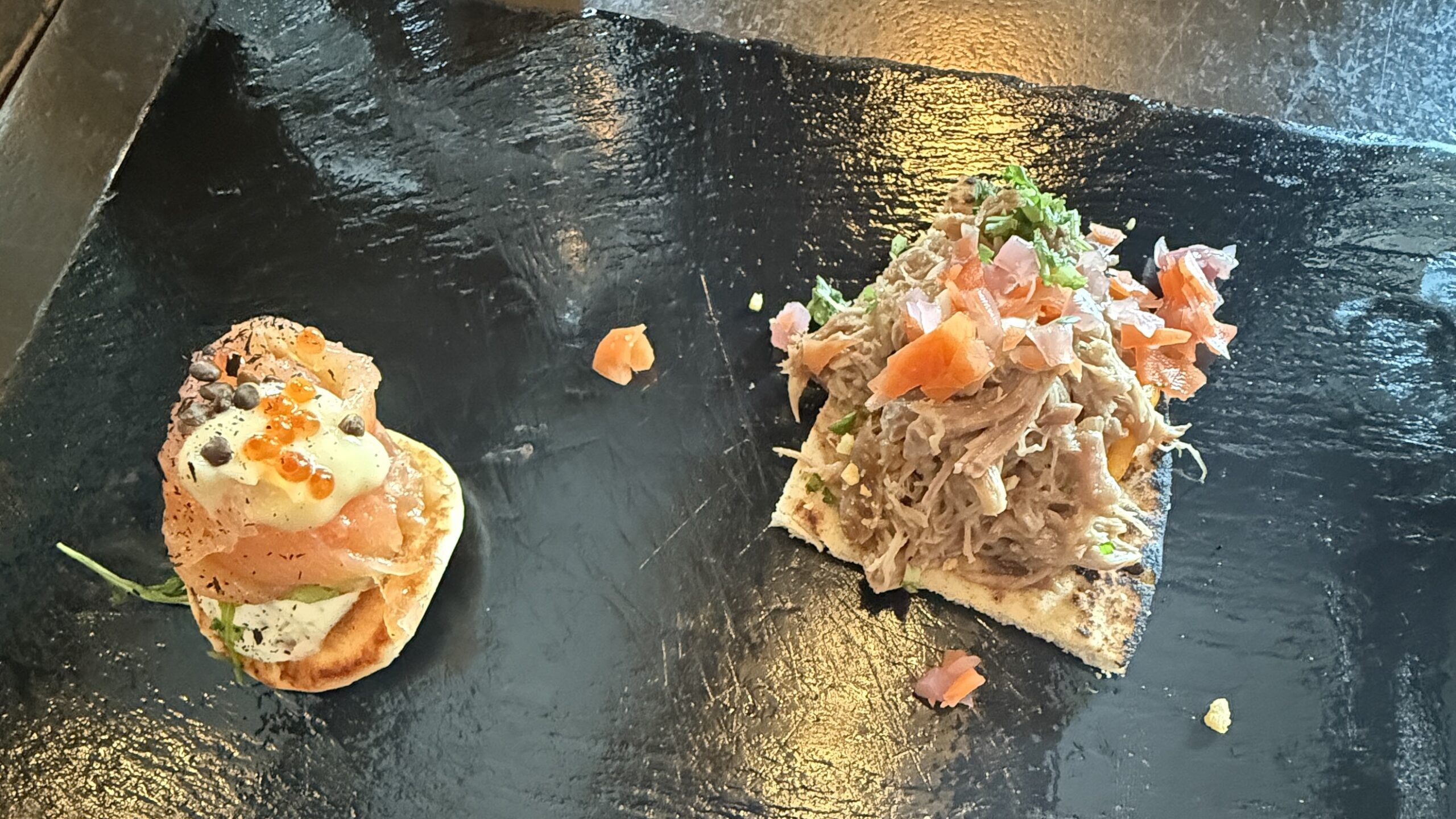 Wake Up Reykjavík Walking Food Tour Smoked salmon and lamb appetizers
